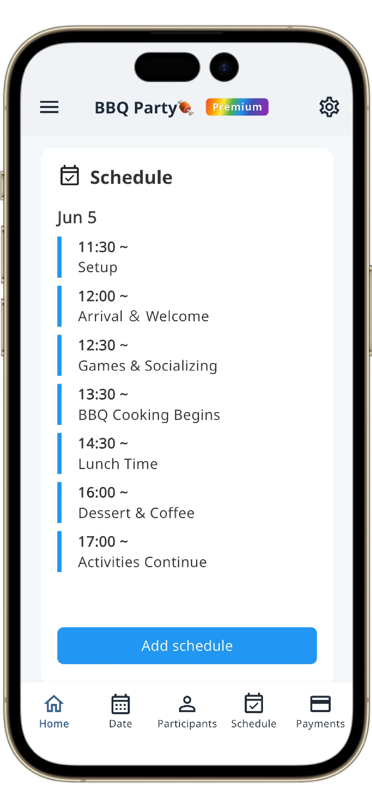 Schedule coordination screen