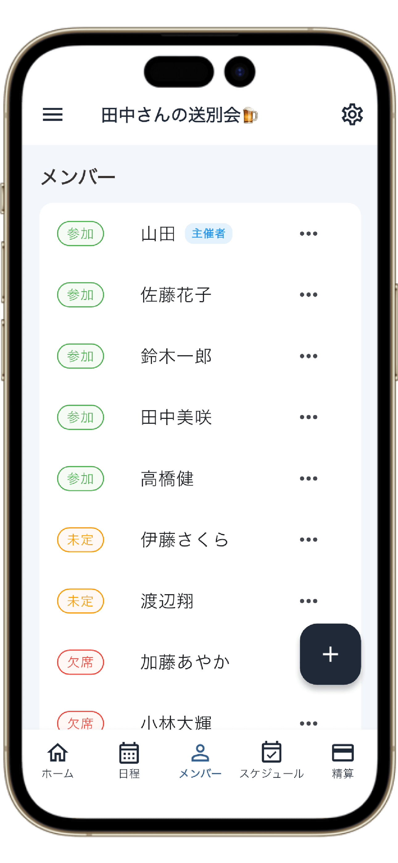 参加者管理画面